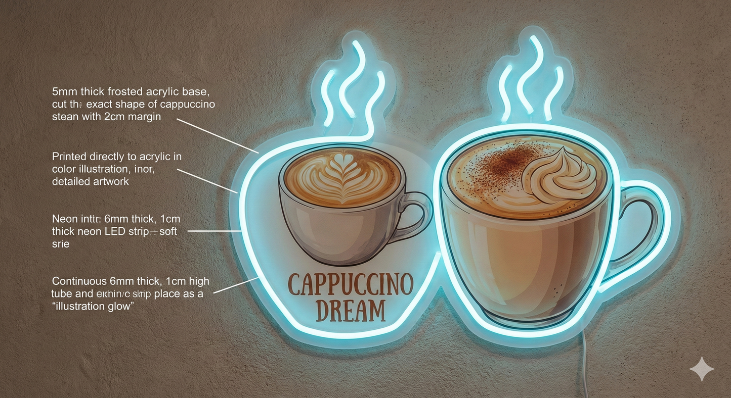 Cappuccino Dream Neon Art