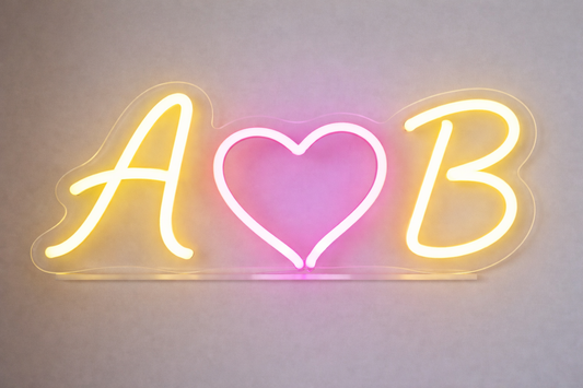 Neon Sign with Heart between names