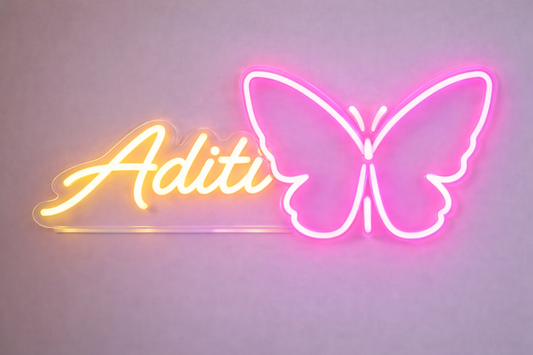Neon Sign with Butterfly