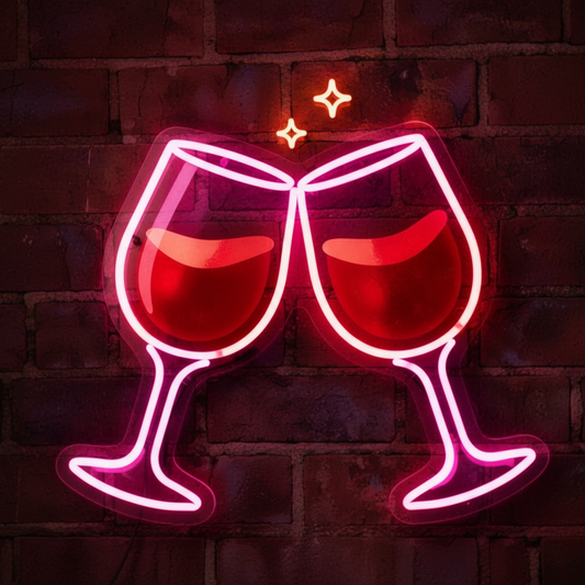 Wine Glass Neon Art
