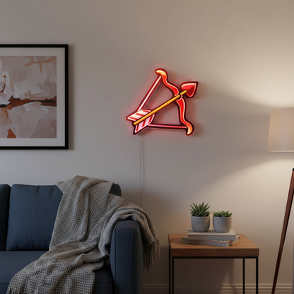 Bow and Arrow with Heart Neon Art