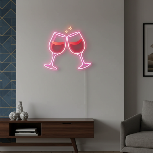 Wine Glass Neon Art