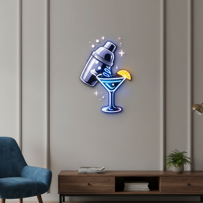 Glass with Shaker Neon Art