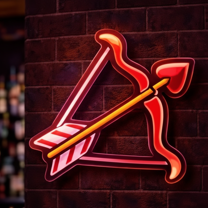 Bow and Arrow with Heart Neon Art