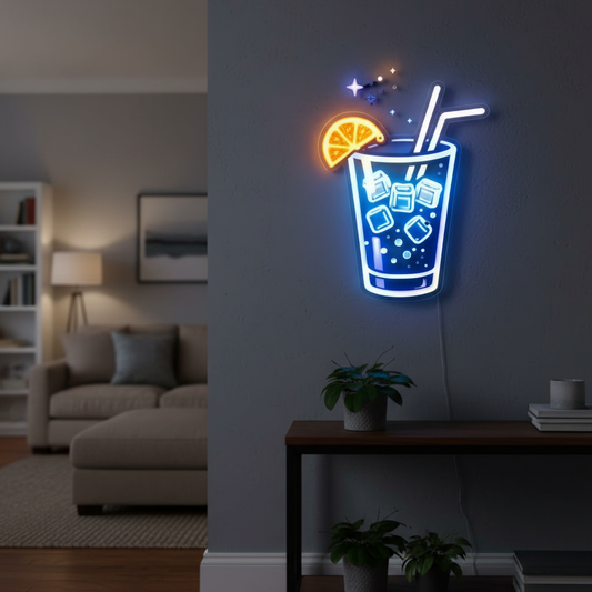 Mocktail Glass Neon Art