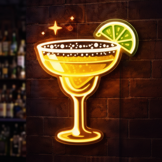 Glass with Lime Neon Art